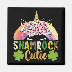 Imã Shamrock Cutie Dia de São Patrício Arco-Íris Unico