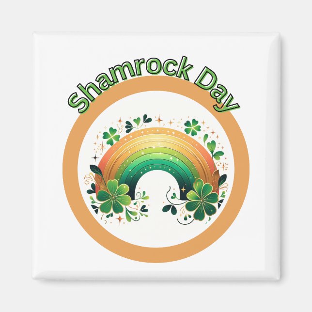 Imã Shamrock Lucky Rainbow Rua. (Frente)