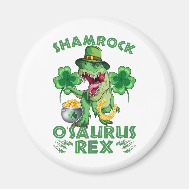 Imã Shamrock O'saurus Rex | Rua. Dia de Patrick (Frente)