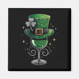 Imã Shamrock Wine Gles Bebendo Dia de São Patrício Iri