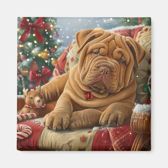 Imã Shar Pei Cachorro Festivo (Frente)