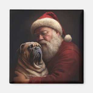 Imã Shar Pei Com Papai Noel Natal Festivo
