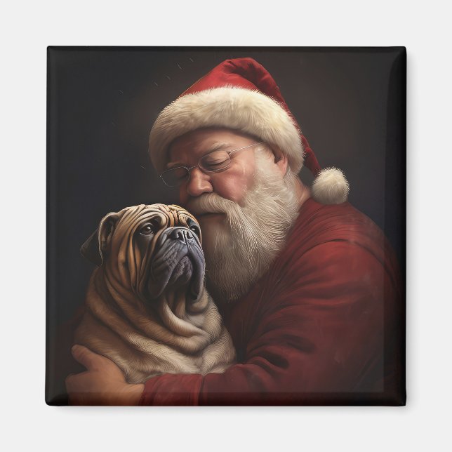 Imã Shar Pei Com Papai Noel Natal Festivo (Frente)