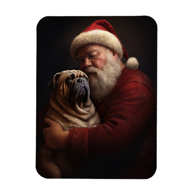 Ímã Shar Pei Com Papai Noel Natal Festivo (Vertical)