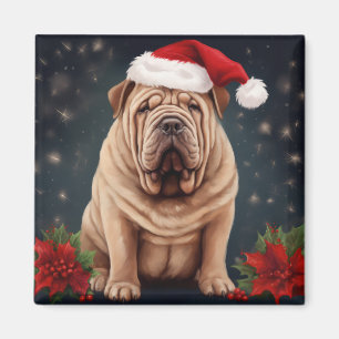 Imã Shar Pei Dog no Natal da Neve