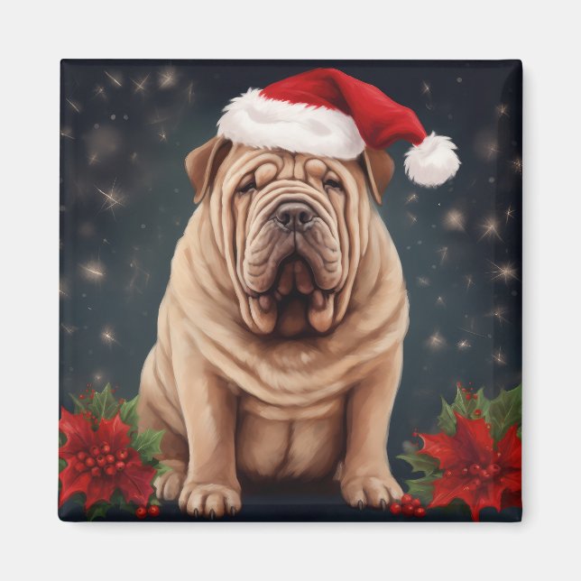 Imã Shar Pei Dog no Natal da Neve (Frente)
