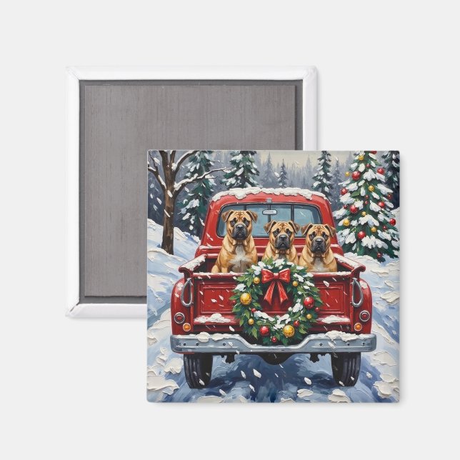 Imã Shar Pei Natal Caminhão Vermelho Feriado (Front/Back)