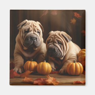 Imã Shar Pei Puppy Autumn Delight Pumpkin