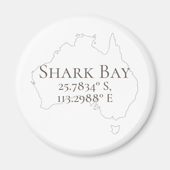 Imã Shark Bay Austrália Latitude & Longitude (Frente)