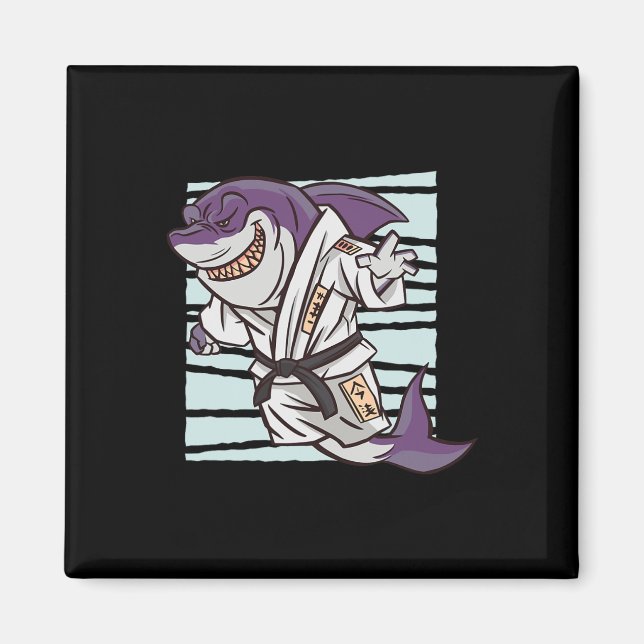 Imã Shark Martial Arts Combatendo Cartoon Funny Karate (Frente)