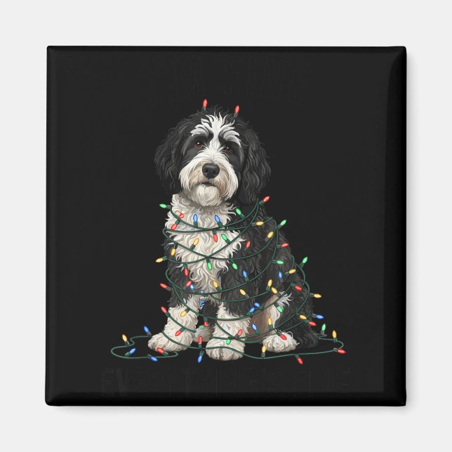 Imã Sheepadoodle Christmas I'm Fine Everything Is Fine (Frente)