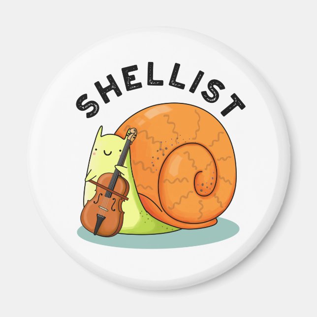 Imã Shellist Funny Snail Cello Pun (Frente)
