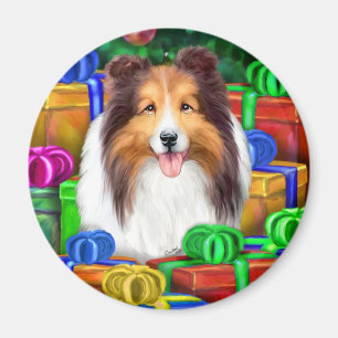 Imã Sheltie Christmas Open Gifs Sable