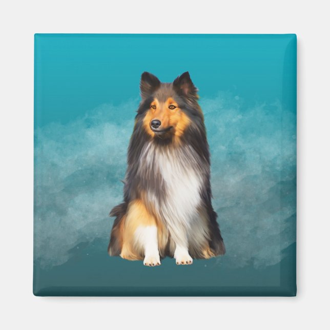 Imã Sheltie Shetland Sheepdog Art Portrait (Frente)