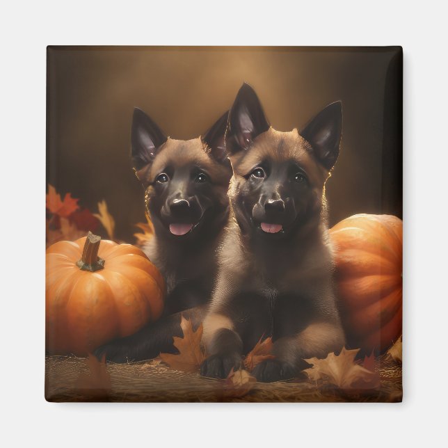 Imã Shepherd Belga Puppy Autumn Delight Pumpkin (Frente)