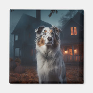 Imã Shepherd Halloween Assustado Australiano