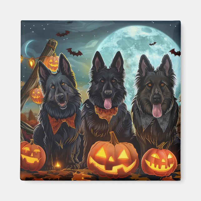 Imã Shepherd Halloween Spooky belga (Frente)