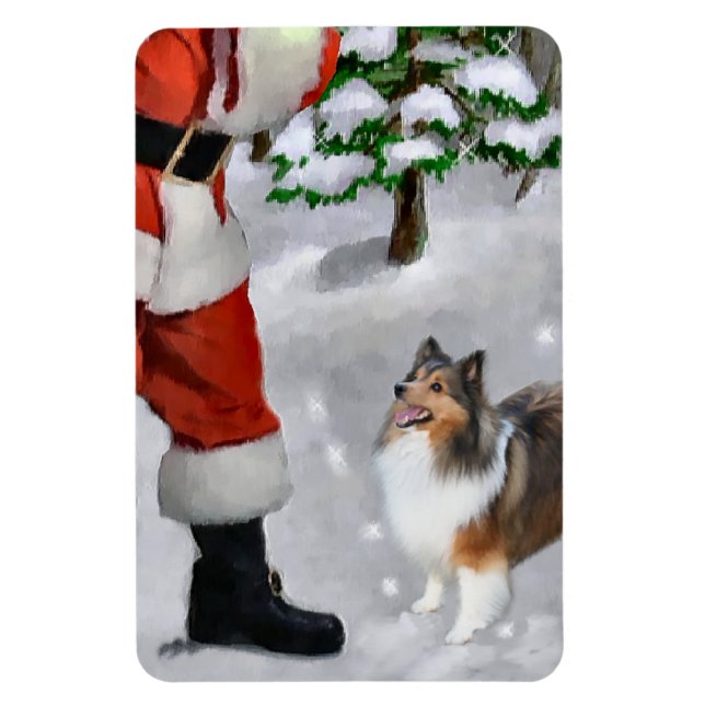 Ímã Shetland Sheepdog com Natal para Papais noeis (Vertical)