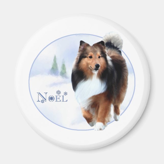 Imã Shetland Sheepdog Noel - Magnet (Frente)
