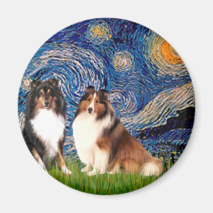 Imã Shetland Sheepdog Pair - Starry Night