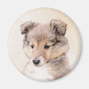 Imã Shetland Sheepdog Puppy Pintura Original