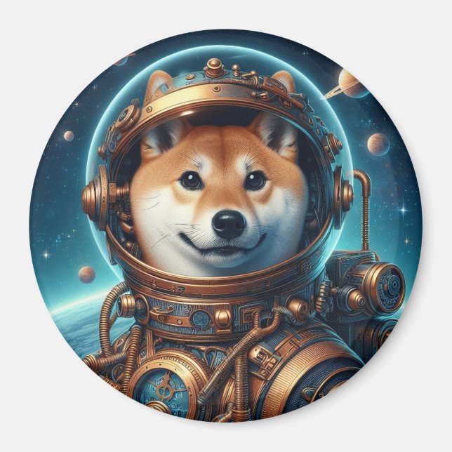 Imã Shiba Inu Astronauta 3 Polegadas (Frente)