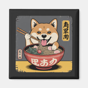 Imã Shiba Inu Cachorro Comendo Ramen
