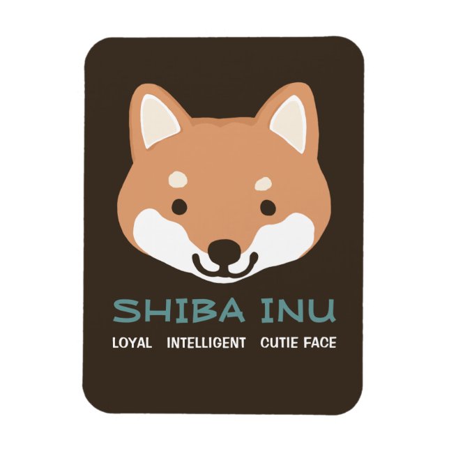 Ímã Shiba Inu Cartoon Dog com Texto Personalizado (Vertical)