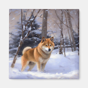 Imã Shiba Inu Deixe Nevar Natal