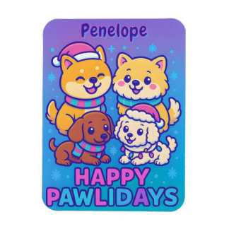Ímã Shiba Inu Poodle Christmas Dogs Blue Purple Puppy