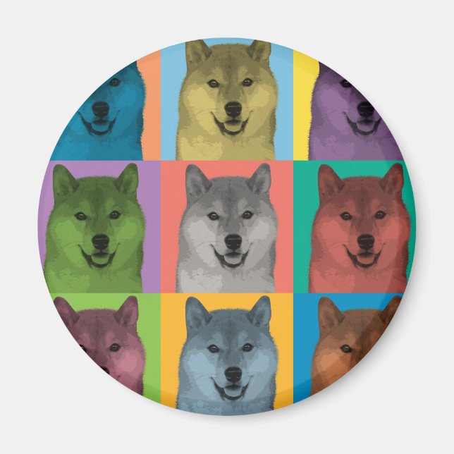 Imã Shiba Inu Pop-Art (Frente)