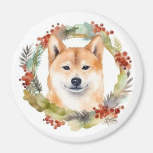 Imã Shiba Inu Wreath Festivo