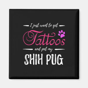 Imã Shig Pug Dog Lover Tattoo Engraçado Cachorro Mãe D