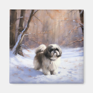 Imã Shih Tzu Deixe-O Neve Natal