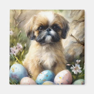 Imã Shih Tzu Dog com Feriado de Ovos de Páscoa