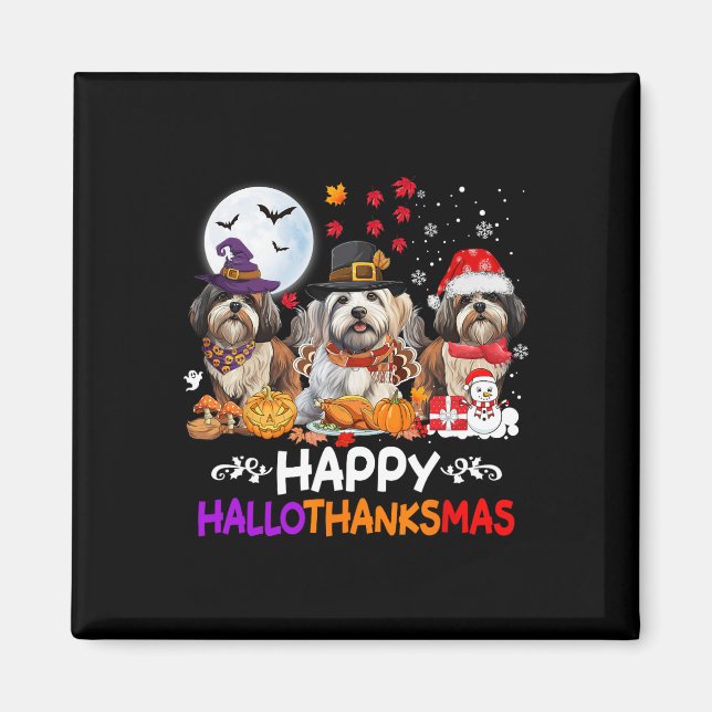 Imã Shih Tzu Dog Natal Feliz Hallothankmas Obrigado (Frente)