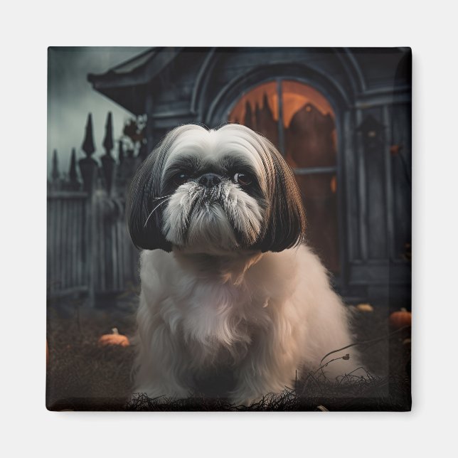 Imã Shih Tzu Halloween Scary (Frente)