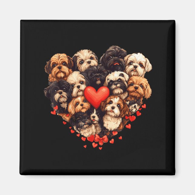 Imã Shih Tzu Heart-shaped Cute Shih Tzu Valentines Day (Frente)