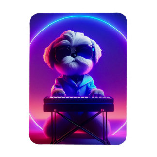 Ímã Shih Tzu Jogando Piano