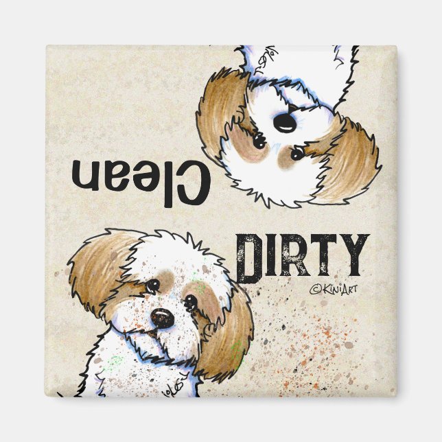 Imã Shih Tzu Limpo, íman de lavadora suja (Frente)