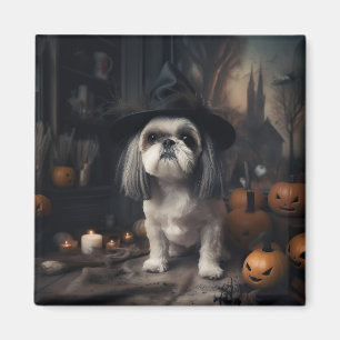 Imã Shih Tzu Pumpkins Halloween Scary