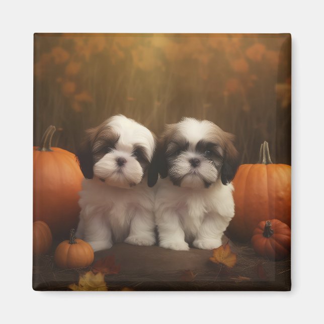 Imã Shih Tzu Puppy Autumn Delight Pumpkin (Frente)