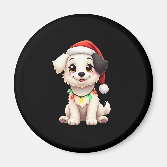 Imã Shih Tzu Santa Christmas Tree Lights Xmas Dog Love (Frente)