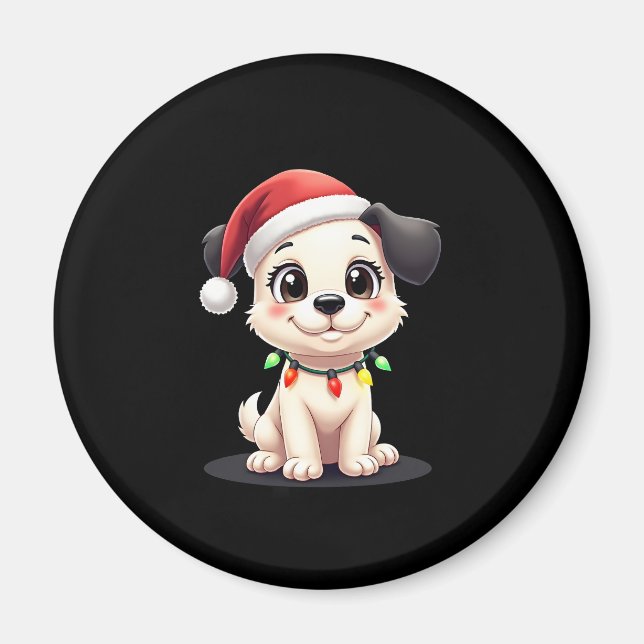 Imã Shih Tzu Santa Christmas Tree Lights Xmas Dog Love (Frente)