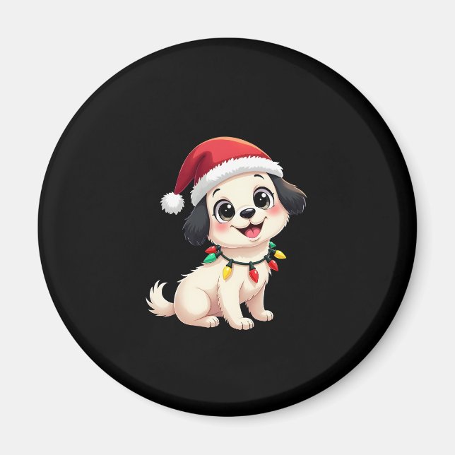 Imã Shih Tzu Santa Christmas Tree Lights Xmas Dog Love (Frente)