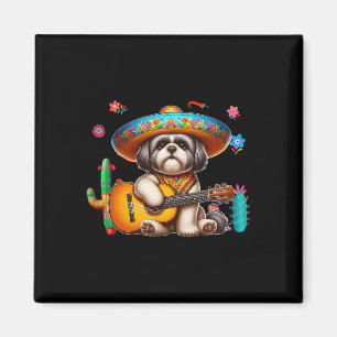 Imã Shih Tzu Sombrero Mexicano Violão Cinco De Mayo