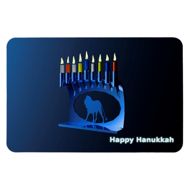 Ímã Shiny Blue Chanukkah Menorah (Horizontal)