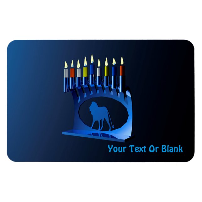 Ímã Shiny Blue Chanukkah Menorah (Horizontal)