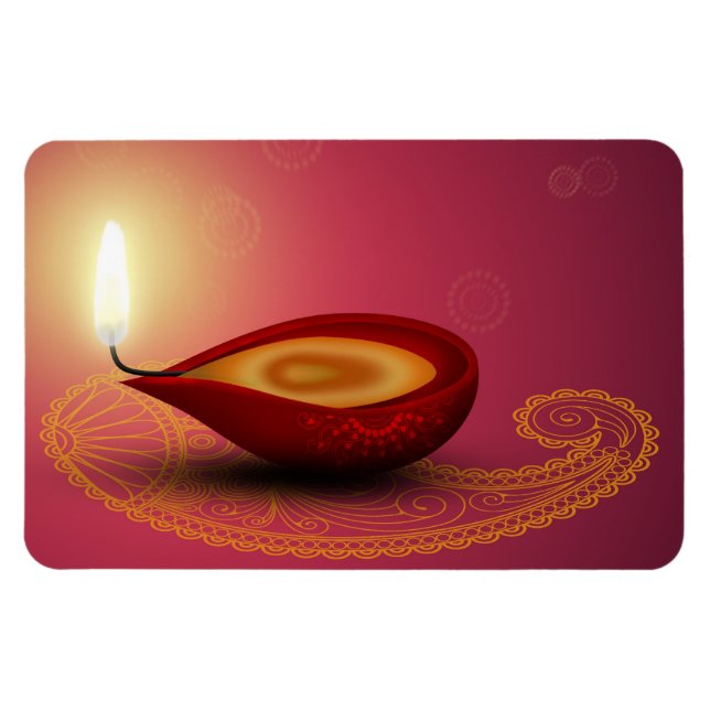 Ímã Shiny Happy Diwali Diya - Magnet flexível (Horizontal)