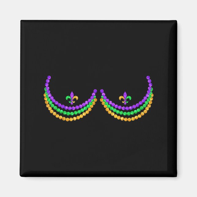 Imã Shirt Mardi Gras Funny Beads S Outline Costume Hum (Frente)